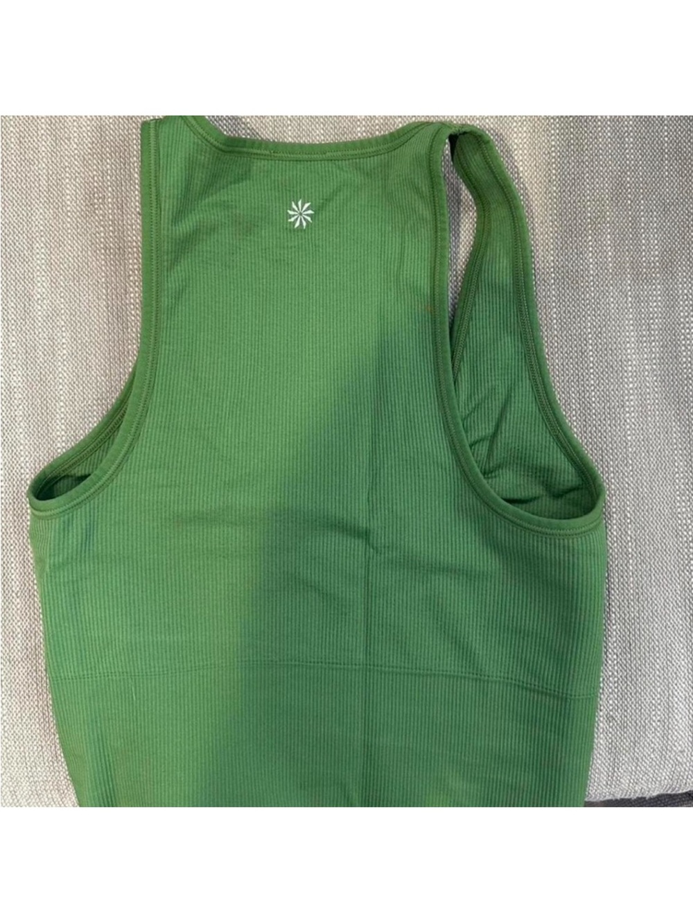 Athleta Green Ribbed V-Neck Crop Tank Top - Picture 2 of 2